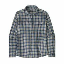 Patagonia M's L/S Cotton In Conversion LW Fjord Flannel Shirt -pyöräkauppa 77691 1 squaredtidepoolblue