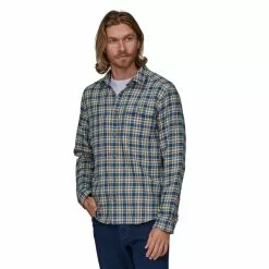 Patagonia M's L/S Cotton In Conversion LW Fjord Flannel Shirt -pyöräkauppa 77691 2 squaredtidepoolblue