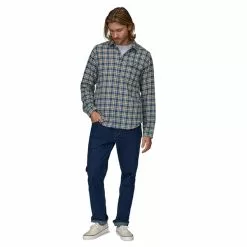 Patagonia M's L/S Cotton In Conversion LW Fjord Flannel Shirt -pyöräkauppa 77691 3 squaredtidepoolblue