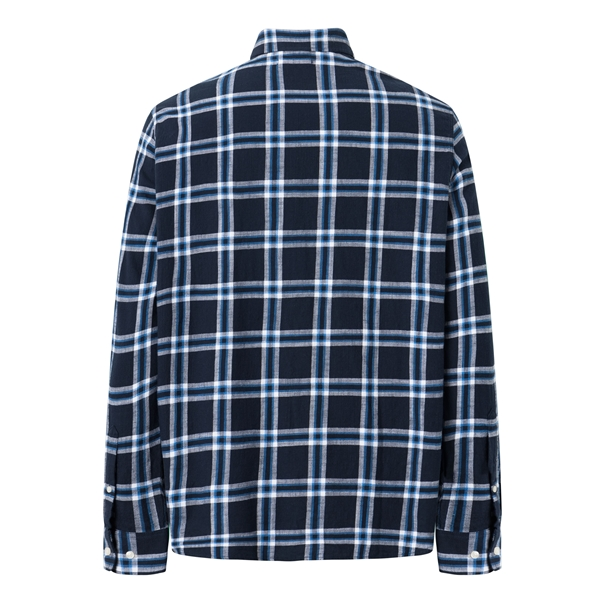Knowledgecotton Apparel Relaxed Indigo Checkered Shirt - Gots/Vegan 2 Knowledgecotton Apparel Relaxed Indigo Checkered Shirt - Gots/Vegan - Image 2