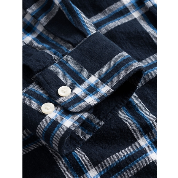 Knowledgecotton Apparel Relaxed Indigo Checkered Shirt - Gots/Vegan 5 Knowledgecotton Apparel Relaxed Indigo Checkered Shirt - Gots/Vegan - Image 5