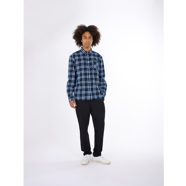 Knowledgecotton Apparel Relaxed Indigo Checkered Shirt - Gots/Vegan 7 Knowledgecotton Apparel Relaxed Indigo Checkered Shirt - Gots/Vegan - Image 7